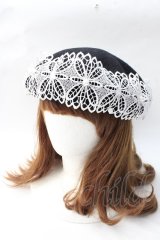 m petit by misako / TT*AMレースBベレー  黒 Y-25-08-30-051-LO-AC-SZ-ZT-K016
