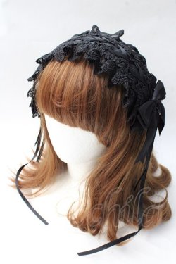 画像1: GOTH / レースヘッドドレス  黒 Y-25-08-30-052-GO-AC-SZ-ZY