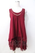 axes femme / 重ね着風ノースリトップス  ワイン Y-25-08-31-036-AX-BL-SZ-ZY
