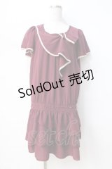 axes femme / リボンデザインチュニ  ワイン Y-25-08-31-037-AX-OP-SZ-ZI