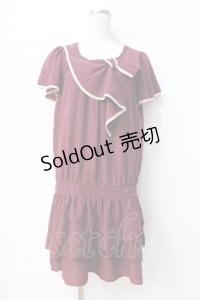 axes femme / リボンデザインチュニ  ワイン Y-25-08-31-037-AX-OP-SZ-ZI