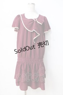 画像1: axes femme / リボンデザインチュニ  ワイン Y-25-08-31-037-AX-OP-SZ-ZI