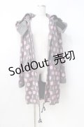 MINT NeKO / フード付きねこじろう×ドットロングパーカー  グレー Y-25-08-31-039-HN-TO-SZ-ZY