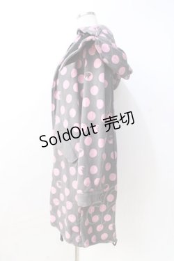 画像2: MINT NeKO / フード付きねこじろう×ドットロングパーカー  グレー Y-25-08-31-039-HN-TO-SZ-ZY