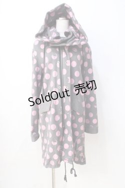 画像4: MINT NeKO / フード付きねこじろう×ドットロングパーカー  グレー Y-25-08-31-039-HN-TO-SZ-ZY