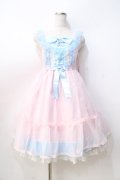 Angelic Pretty / Lovelyオーガンジージャンパースカート  ピンク×サックス Y-25-08-31-047-AP-OP-SZ-ZY