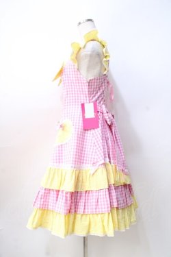 画像2: Angelic Pretty / ギンガムシャーベットジャンパースカート  ピンク×イエロー Y-25-08-31-048-AP-OP-SZ-ZY