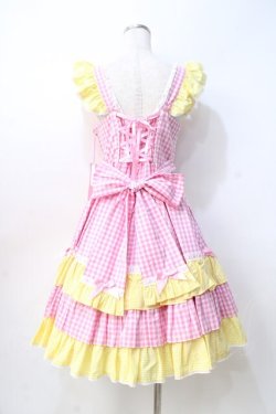 画像3: Angelic Pretty / ギンガムシャーベットジャンパースカート  ピンク×イエロー Y-25-08-31-048-AP-OP-SZ-ZY