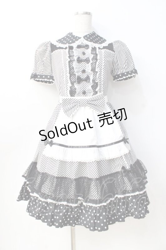 画像1: Angelic Pretty / Stripe Girly Cafe Set  ブラック Y-25-08-31-051-AP-OP-SZ-ZY (1)