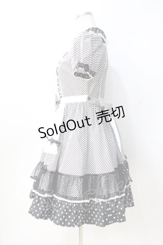 画像2: Angelic Pretty / Stripe Girly Cafe Set  ブラック Y-25-08-31-051-AP-OP-SZ-ZY (2)