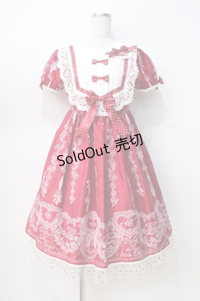 画像1: BABY,THE STARS SHINE BRIGHT / Sugar Rose Tea Timeプリントワンピース  エンジ Y-25-08-31-056-BA-OP-SZ-ZY (1)