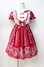 画像1: BABY,THE STARS SHINE BRIGHT / Sugar Rose Tea Timeプリントワンピース  エンジ Y-25-08-31-056-BA-OP-SZ-ZY (1)