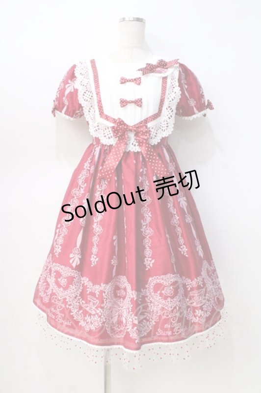 画像1: BABY,THE STARS SHINE BRIGHT / Sugar Rose Tea Timeプリントワンピース  エンジ Y-25-08-31-056-BA-OP-SZ-ZY (1)