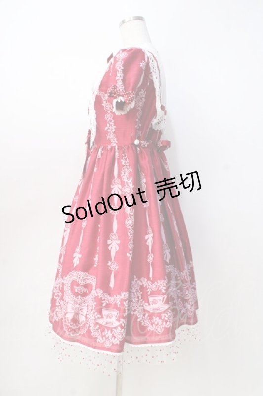 画像2: BABY,THE STARS SHINE BRIGHT / Sugar Rose Tea Timeプリントワンピース  エンジ Y-25-08-31-056-BA-OP-SZ-ZY (2)