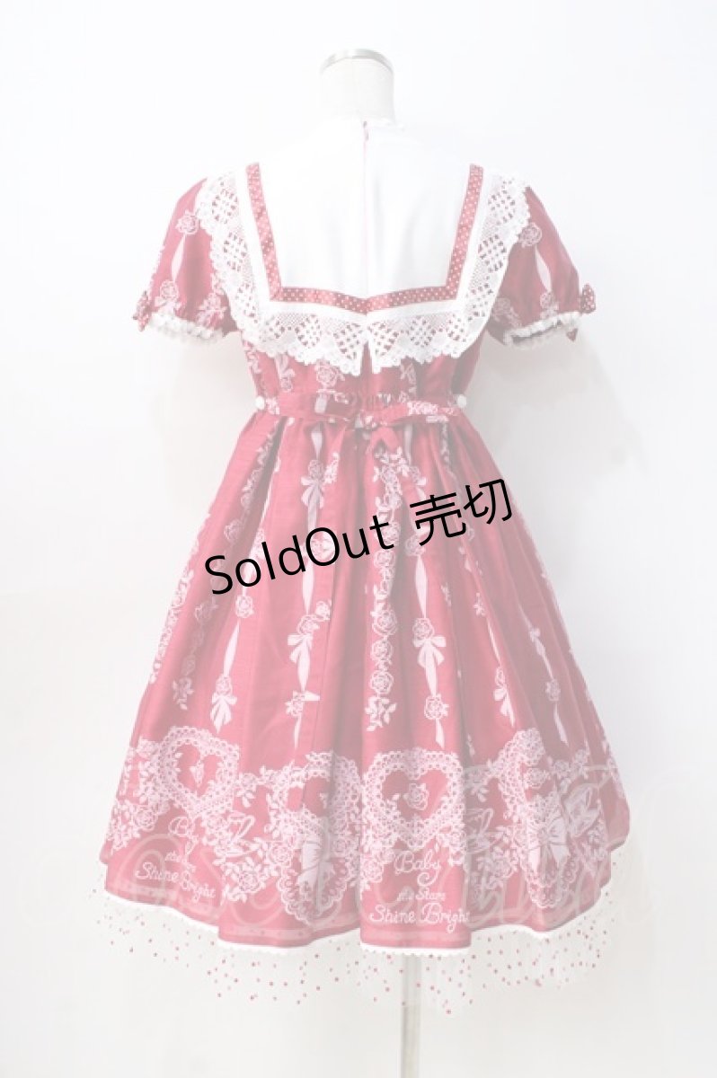 画像3: BABY,THE STARS SHINE BRIGHT / Sugar Rose Tea Timeプリントワンピース  エンジ Y-25-08-31-056-BA-OP-SZ-ZY (3)