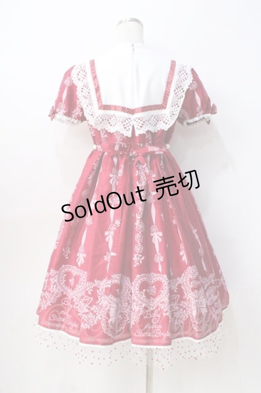 画像3: BABY,THE STARS SHINE BRIGHT / Sugar Rose Tea Timeプリントワンピース  エンジ Y-25-08-31-056-BA-OP-SZ-ZY (3)