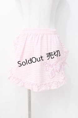 画像1: Angelic Pretty / オリジナルロゴギンガムフリルエプロン  ピンク Y-25-08-31-059-AP-SK-SZ-ZY