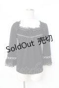 axes femme / ベロア使いカットソー  黒 Y-25-08-31-010-AX-TO-SZ-ZY