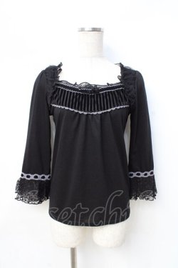画像1: axes femme / ベロア使いカットソー  黒 Y-25-08-31-010-AX-TO-SZ-ZY