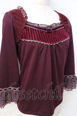 画像4: axes femme / ベロア使いカットソー  ワイン Y-25-08-31-011-AX-TO-SZ-ZY