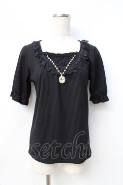 画像1: axes femme / ビジューパーツトップス  黒 Y-25-08-31-012-AX-TO-SZ-ZY