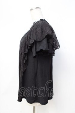 画像2: axes femme / レースラッフルテレコトップス  黒 Y-25-08-31-013-AX-TO-SZ-ZY