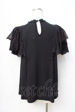 画像3: axes femme / レースラッフルテレコトップス  黒 Y-25-08-31-013-AX-TO-SZ-ZY