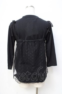 画像3: axes femme / チュールキャミ重ね七分袖トップス  黒 Y-25-08-31-015-AX-TO-SZ-ZY