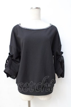 画像1: axes femme / 袖リボントップス  黒 Y-25-08-31-016-AX-TO-SZ-ZY