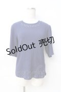 axes femme / パール使いトップス  紺 Y-25-08-31-017-AX-TO-SZ-ZI