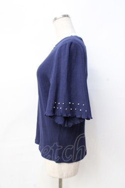 画像2: axes femme / パール使いトップス  紺 Y-25-08-31-017-AX-TO-SZ-ZY