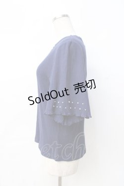 画像2: axes femme / パール使いトップス  紺 Y-25-08-31-017-AX-TO-SZ-ZI