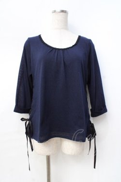 画像1: axes femme / サイドレースアップカットプル  紺 Y-25-08-31-018-AX-TO-SZ-ZY