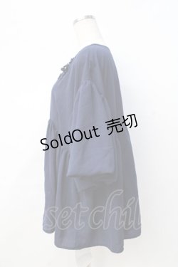 画像2: axes femme / 襟花モチーフトップス  紺 Y-25-08-31-020-AX-TO-SZ-ZY