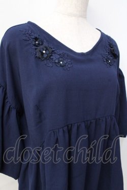 画像4: axes femme / 襟花モチーフトップス  紺 Y-25-08-31-020-AX-TO-SZ-ZY