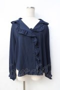 axes femme / フリル襟ブラウス  紺 Y-25-08-31-021-AX-BL-SZ-ZY