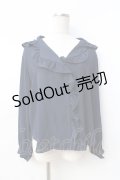 axes femme / フリル襟ブラウス  紺 Y-25-08-31-021-AX-BL-SZ-ZI