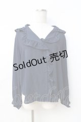axes femme / フリル襟ブラウス  紺 Y-25-08-31-021-AX-BL-SZ-ZI