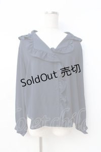 axes femme / フリル襟ブラウス  紺 Y-25-08-31-021-AX-BL-SZ-ZI