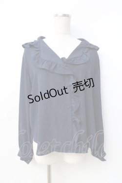 画像1: axes femme / フリル襟ブラウス  紺 Y-25-08-31-021-AX-BL-SZ-ZI