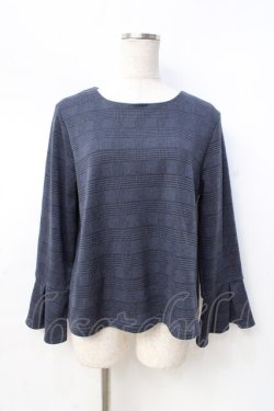画像1: axes femme / グレンチェックバックシフォントップス  ブルー Y-25-08-31-022-AX-TO-SZ-ZY