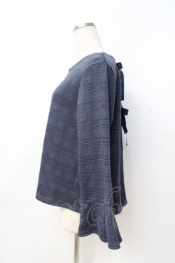 画像2: axes femme / グレンチェックバックシフォントップス  ブルー Y-25-08-31-022-AX-TO-SZ-ZY
