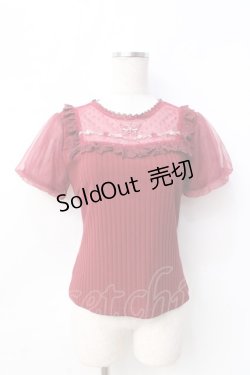 画像1: axes femme POETIQUE / 蝶ステッチ切替トップス  ワイン Y-25-08-31-023-AX-TO-SZ-ZI