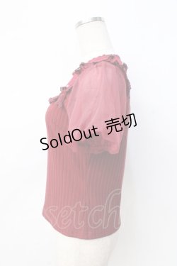 画像2: axes femme POETIQUE / 蝶ステッチ切替トップス  ワイン Y-25-08-31-023-AX-TO-SZ-ZI