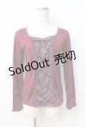 axes femme / レジメ柄レースアッププルオーバー  ワイン Y-25-08-31-024-AX-TO-SZ-ZY