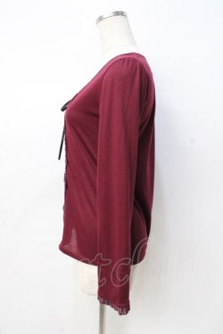 画像2: axes femme / レジメ柄レースアッププルオーバー  ワイン Y-25-08-31-024-AX-TO-SZ-ZY