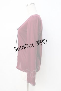画像2: axes femme / レジメ柄レースアッププルオーバー  ワイン Y-25-08-31-024-AX-TO-SZ-ZY