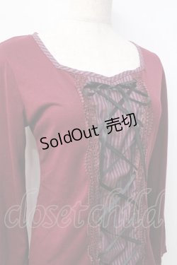 画像4: axes femme / レジメ柄レースアッププルオーバー  ワイン Y-25-08-31-024-AX-TO-SZ-ZY