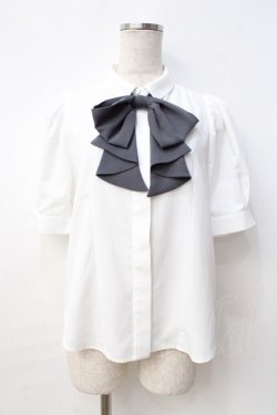 画像1: an another angelus / ドレープタイ付きシャツ F オフ×グレー Y-25-08-31-025-CA-BL-SZ-ZY