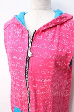画像4: MINT NeKO / ねこじろう総柄ノースリーブパーカー  ピンク×サックス Y-25-08-31-027-HN-TO-SZ-ZY